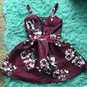 Maroon floral dress